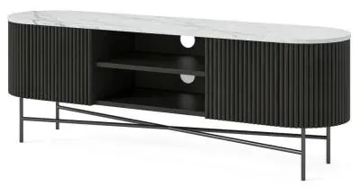 Lucas 150cm Fluted Curved TV Unit - Black, Mango Wood