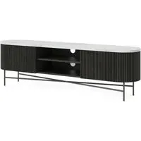 Lucas 180cm Fluted Curved TV Unit - Black, Mango Wood