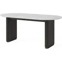 Lucas 6-Seater Oval Fluted Dining Table - Black, Marble
