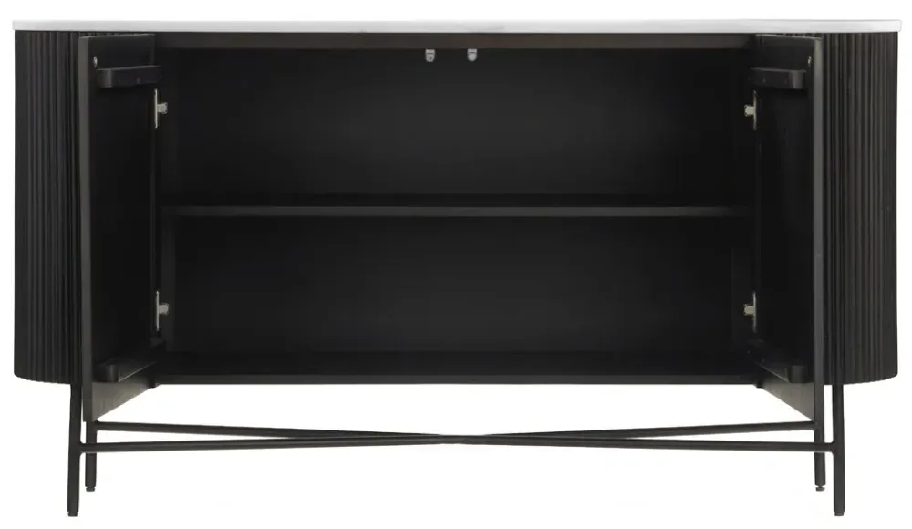 Lucas Medium 2 Door Fluted Sideboard - Black, Mango Wood