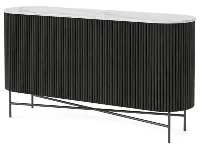 Lucas Medium 2 Door Fluted Sideboard - Black, Mango Wood