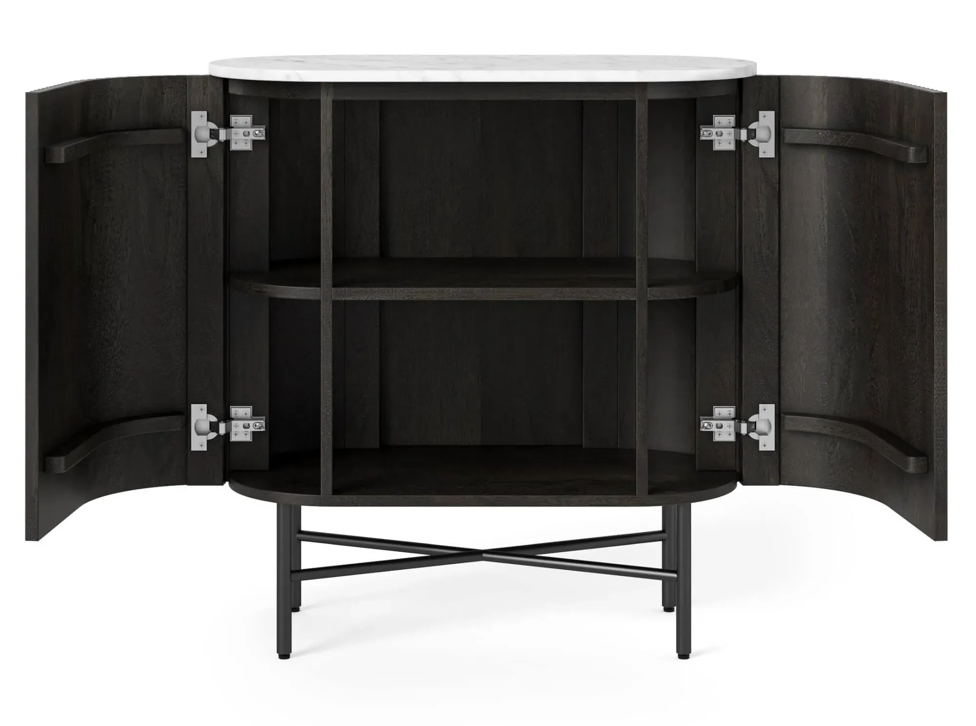 Lucas Mini 2 Door Fluted Sideboard - Black, Mango Wood