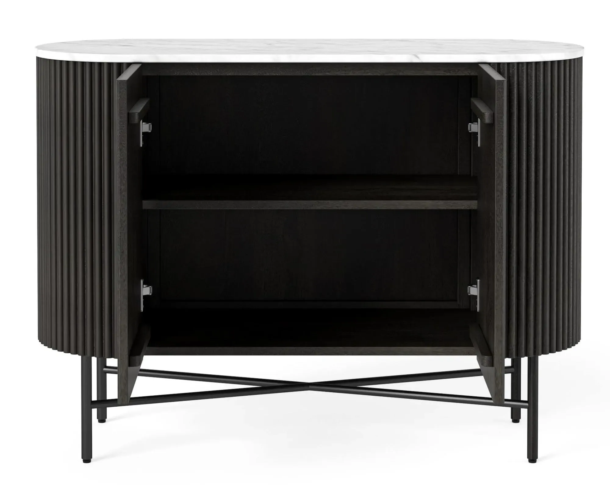 Lucas Small 2 Door Fluted Sideboard - Black, Mango Wood