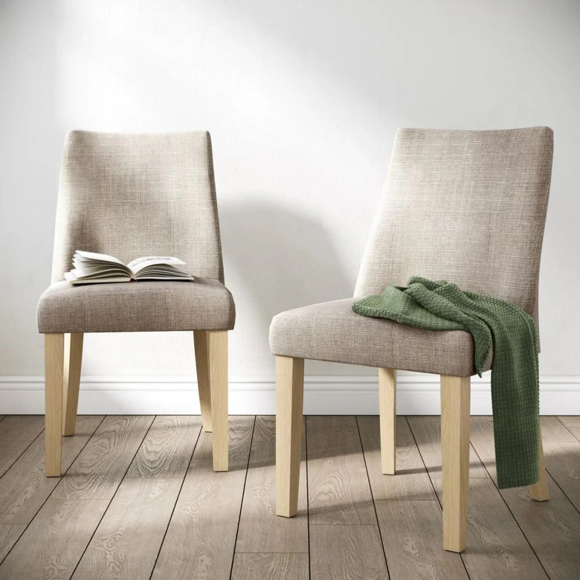 Luna Fabric Dining Chair Set - Beige
