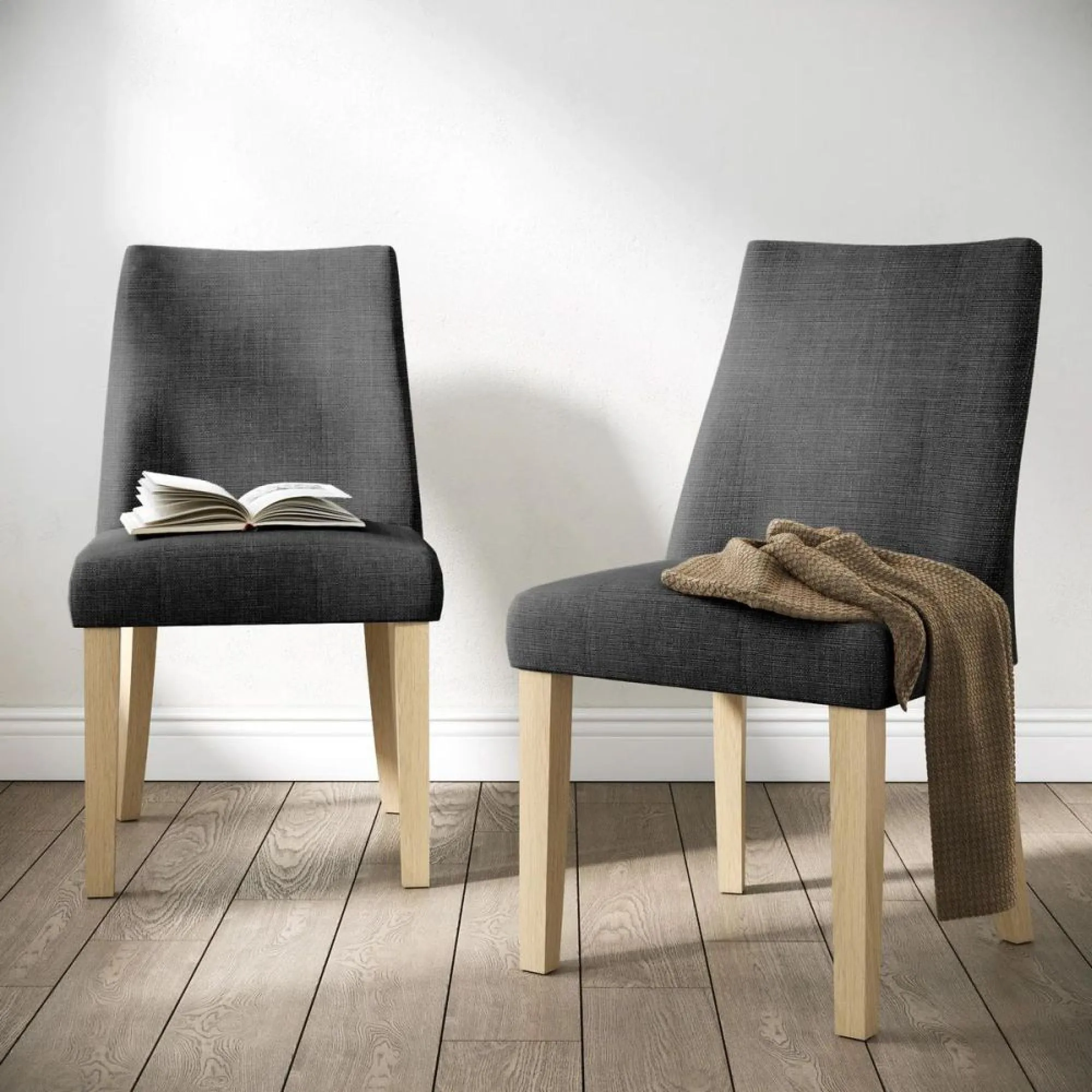 Luna Fabric Dining Chair Set - Charcoal