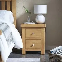 Normandy 2 Drawer Bedside Cabinet - Oak