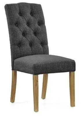 Normandy Button Back Dining Chair - Charcoal, Fabric image