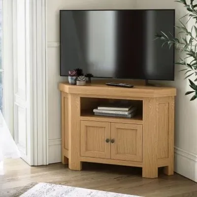 Normandy Corner TV Unit with Storage - Oak image