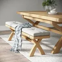 Normandy Dining Bench with Cross Leg - Beige, Oak