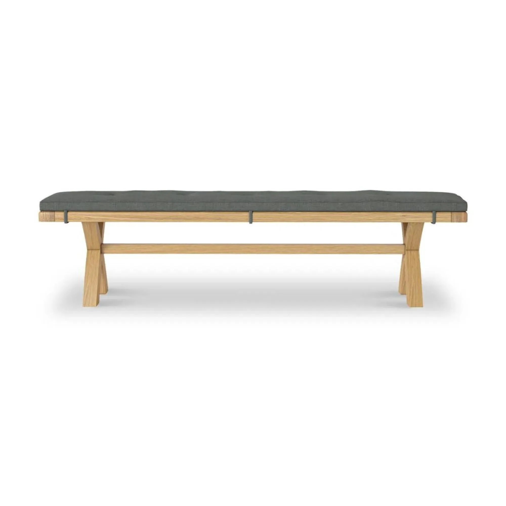Normandy Dining Bench with Cross Leg - Charcoal, Oak