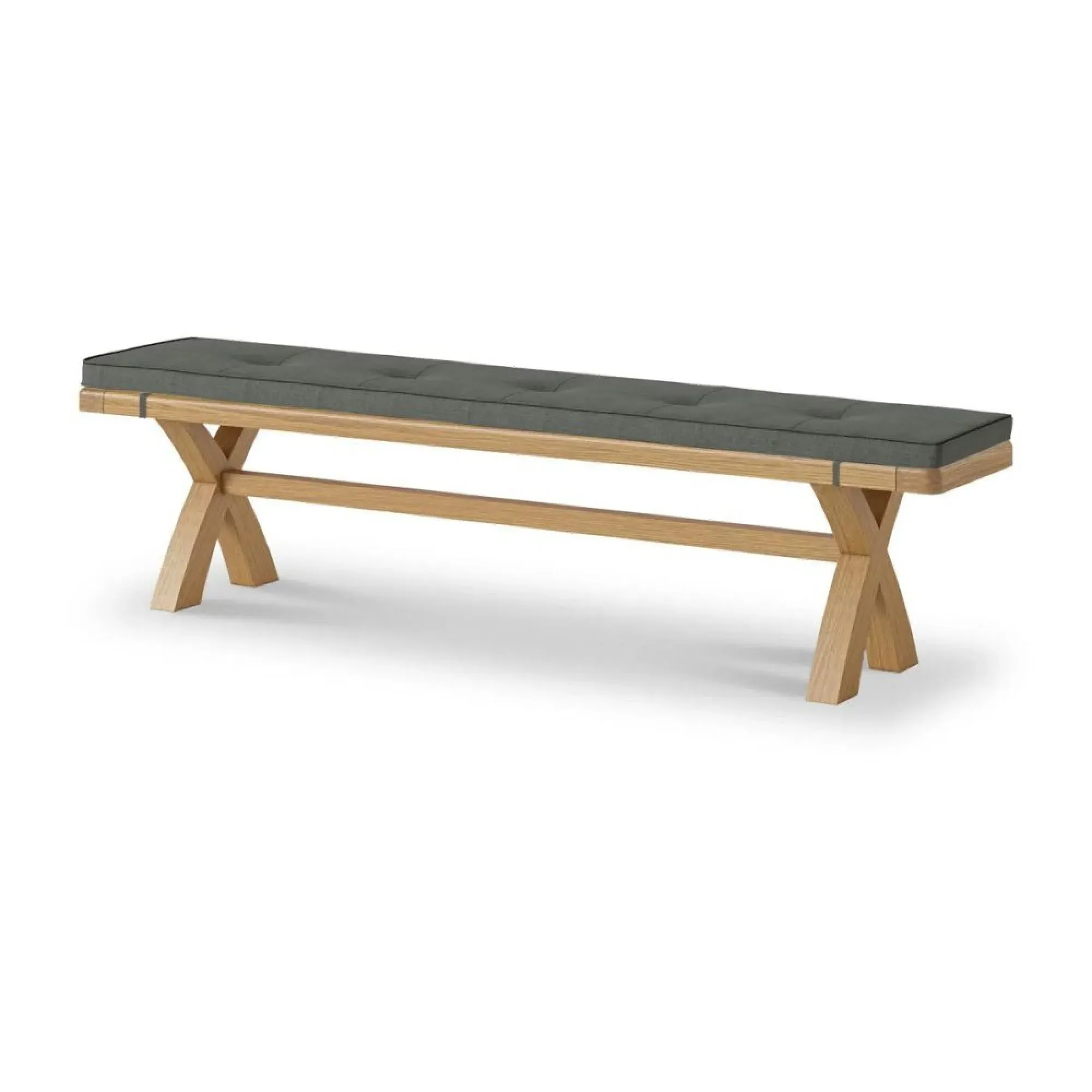 Normandy Dining Bench with Cross Leg - Charcoal, Oak