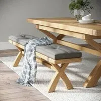 Normandy Dining Bench with Cross Leg - Grey, Oak
