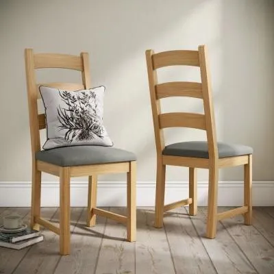 Normandy Ladder Back Dining Chair - Grey, Oak