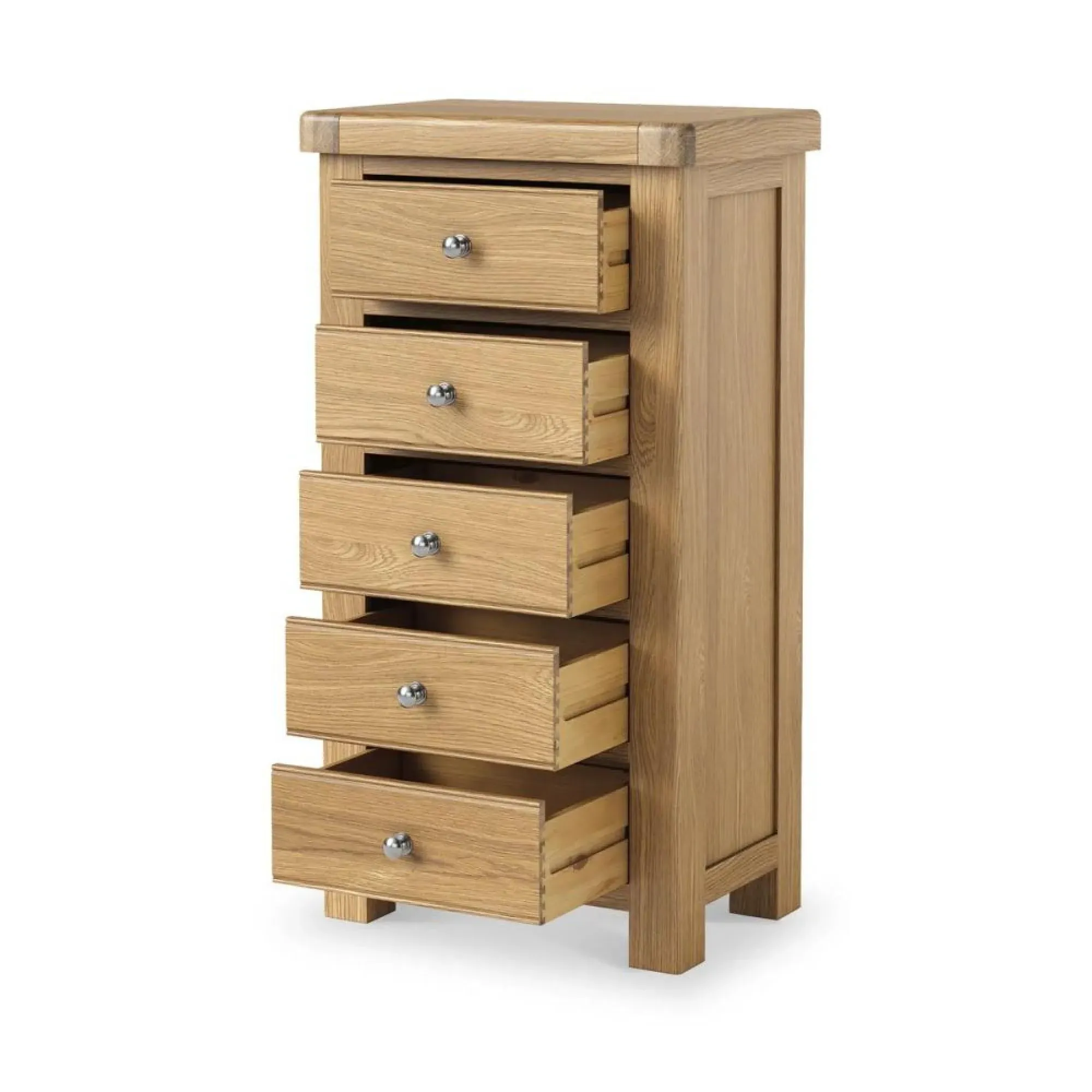 Normandy Oak 5 Drawer Tallboy Chest