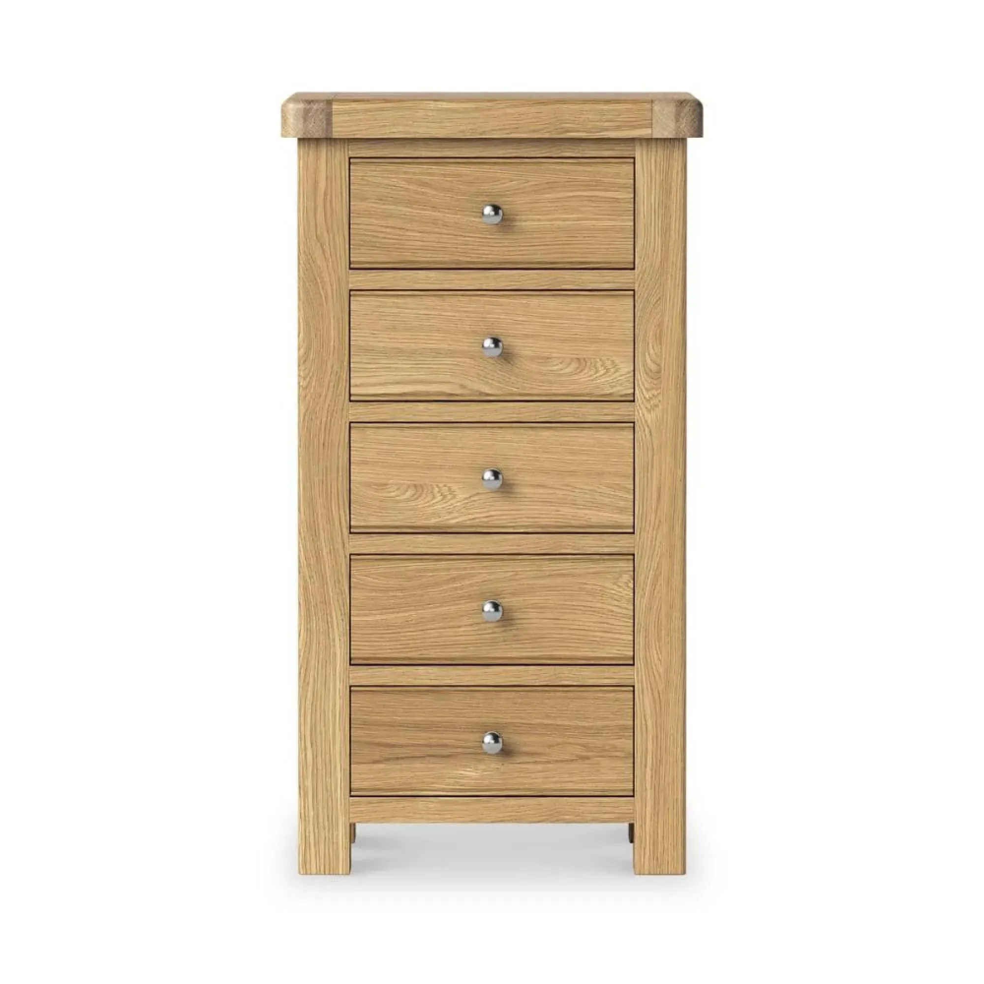 Normandy Oak 5 Drawer Tallboy Chest