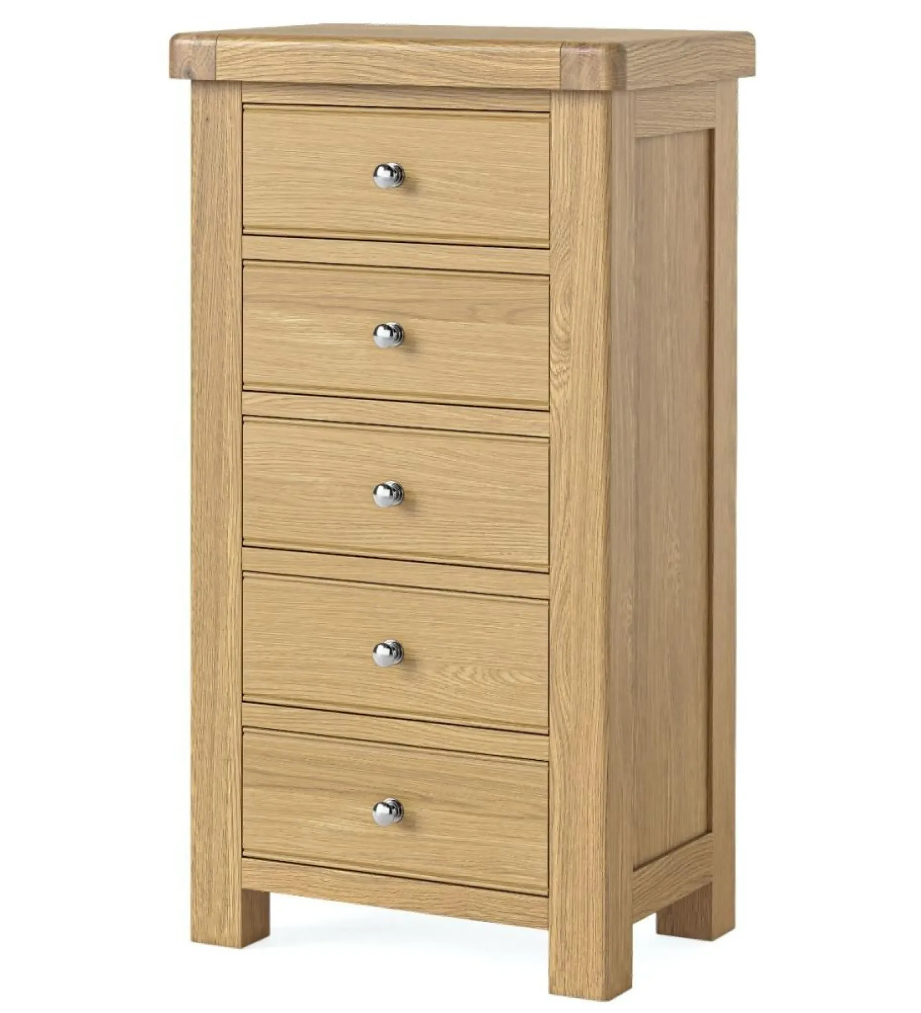 Normandy Oak 5 Drawer Tallboy Chest
