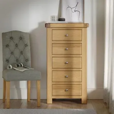 Normandy Oak 5 Drawer Tallboy Chest image