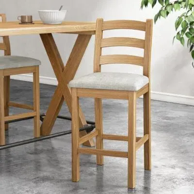 Normandy Oak Bar Stool Set - Beige, Fabric image
