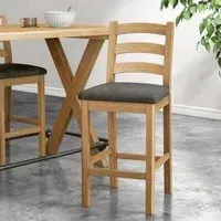 Normandy Oak Bar Stool Set - Charcoal, Fabric