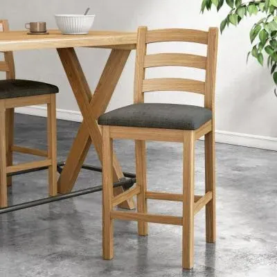 Normandy Oak Bar Stool Set - Charcoal, Fabric