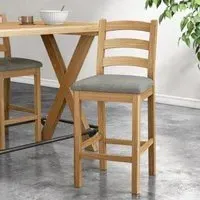 Normandy Oak Bar Stool Set - Grey, Fabric