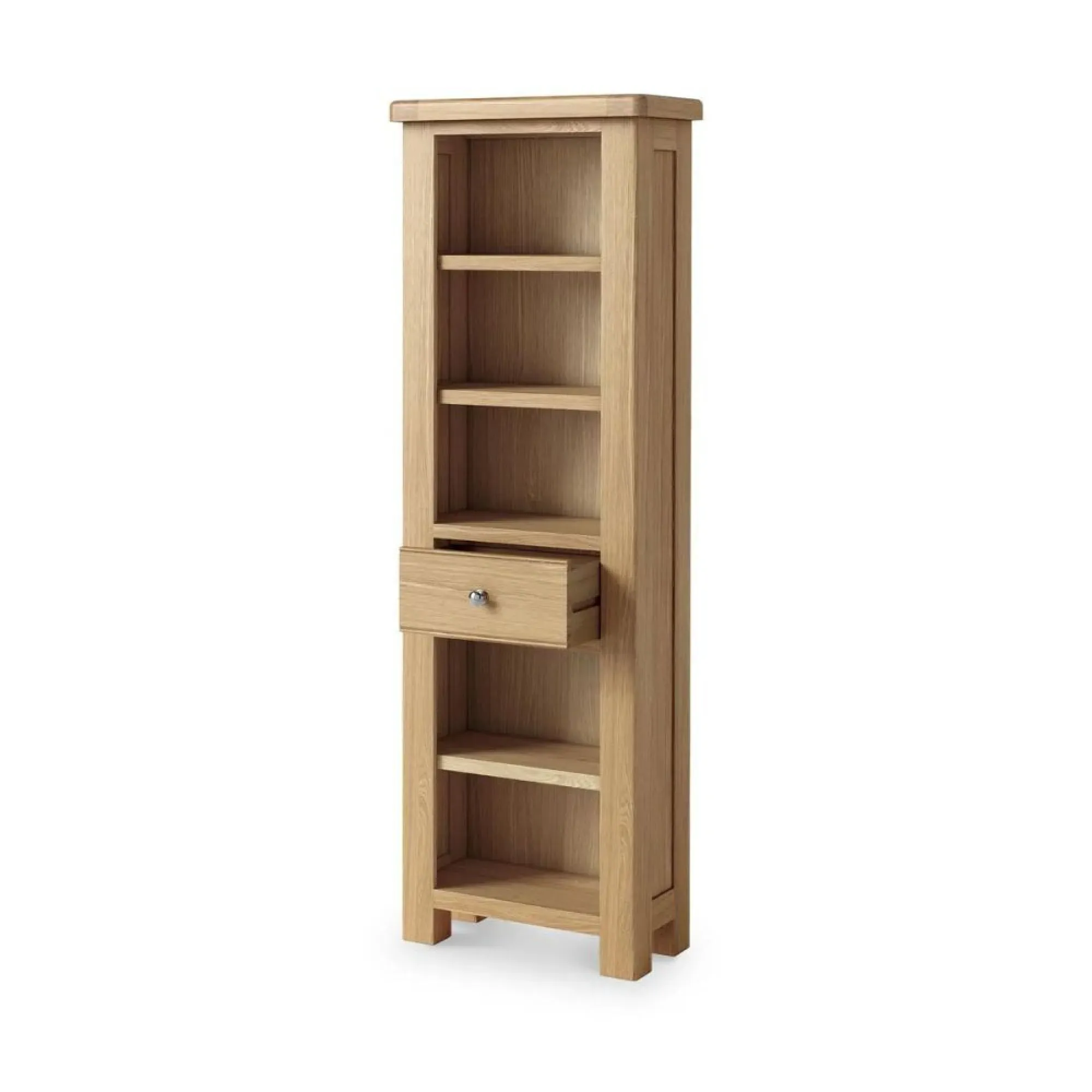 Normandy Oak Slim Bookcase with Drawer - Oak