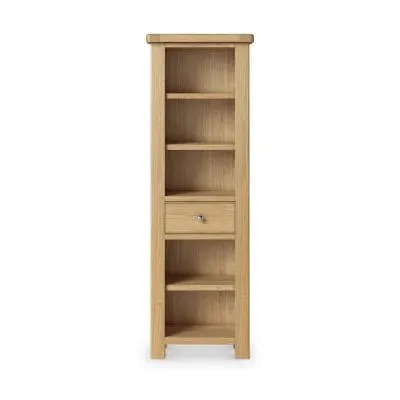 Normandy Oak Slim Bookcase with Drawer - Oak image