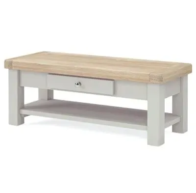 Salcombe 1 Drawer Coffee Table - Stone Grey, Oak