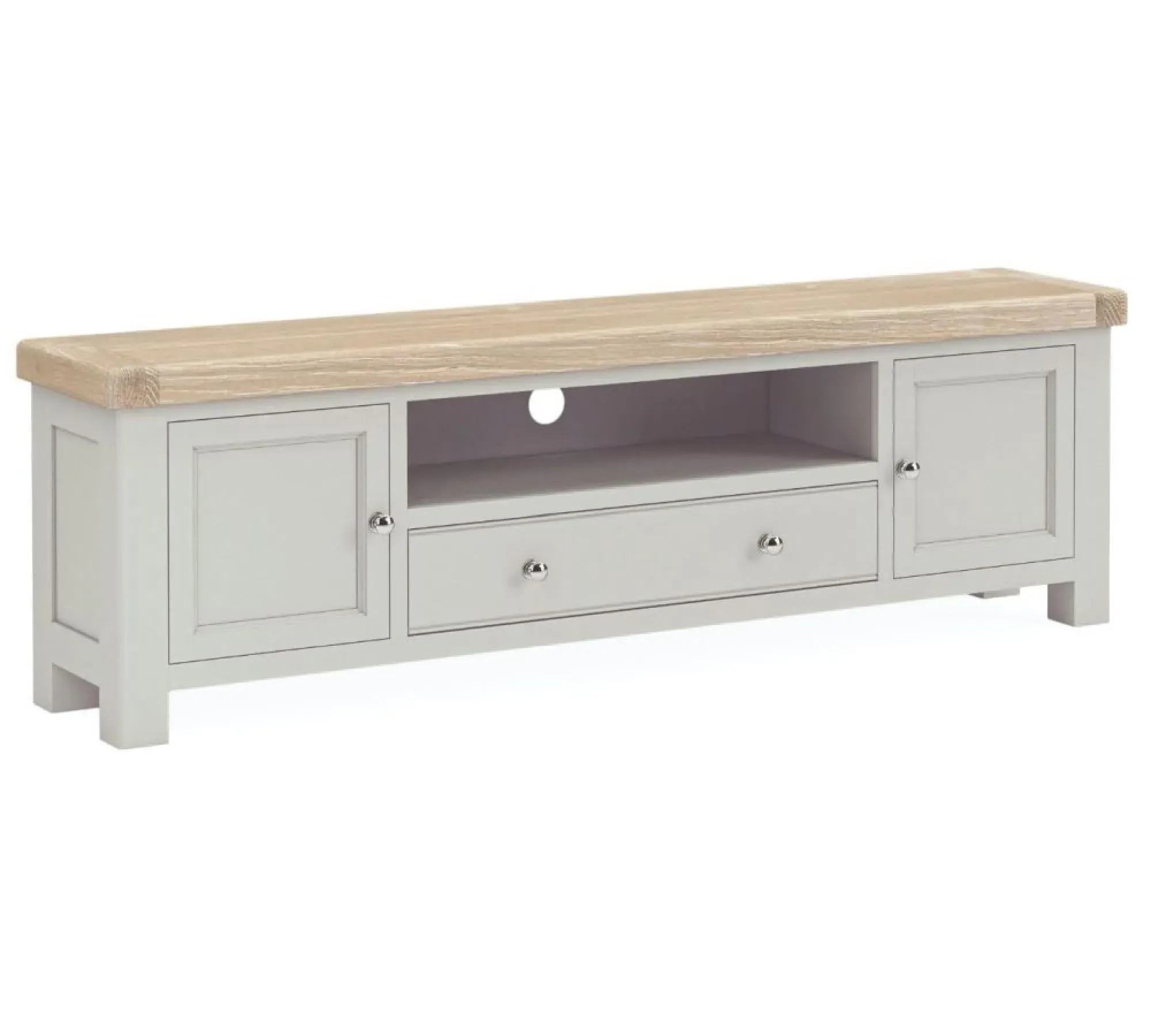Salcombe 190cm Storage TV Unit - Stone Grey, Oak
