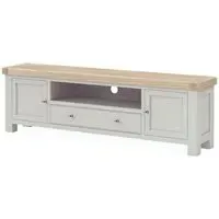 Salcombe 190cm Storage TV Unit - Stone Grey, Oak