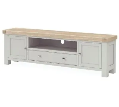 Salcombe 190cm Storage TV Unit - Stone Grey, Oak