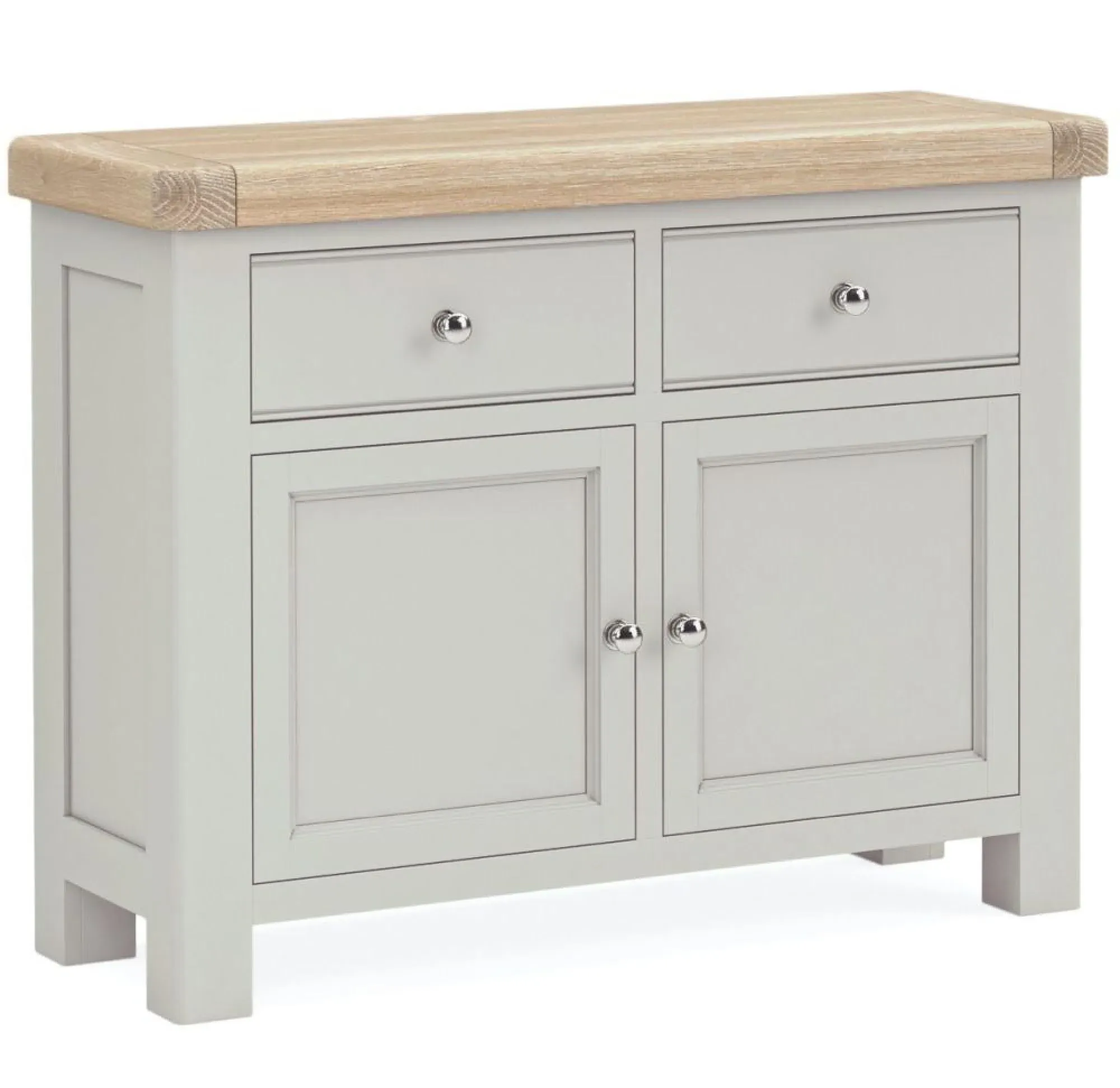 Salcombe 2 Door Small Sideboard - Stone Grey, Oak
