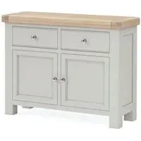 Salcombe 2 Door Small Sideboard - Stone Grey, Oak