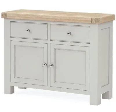 Salcombe 2 Door Small Sideboard - Stone Grey, Oak