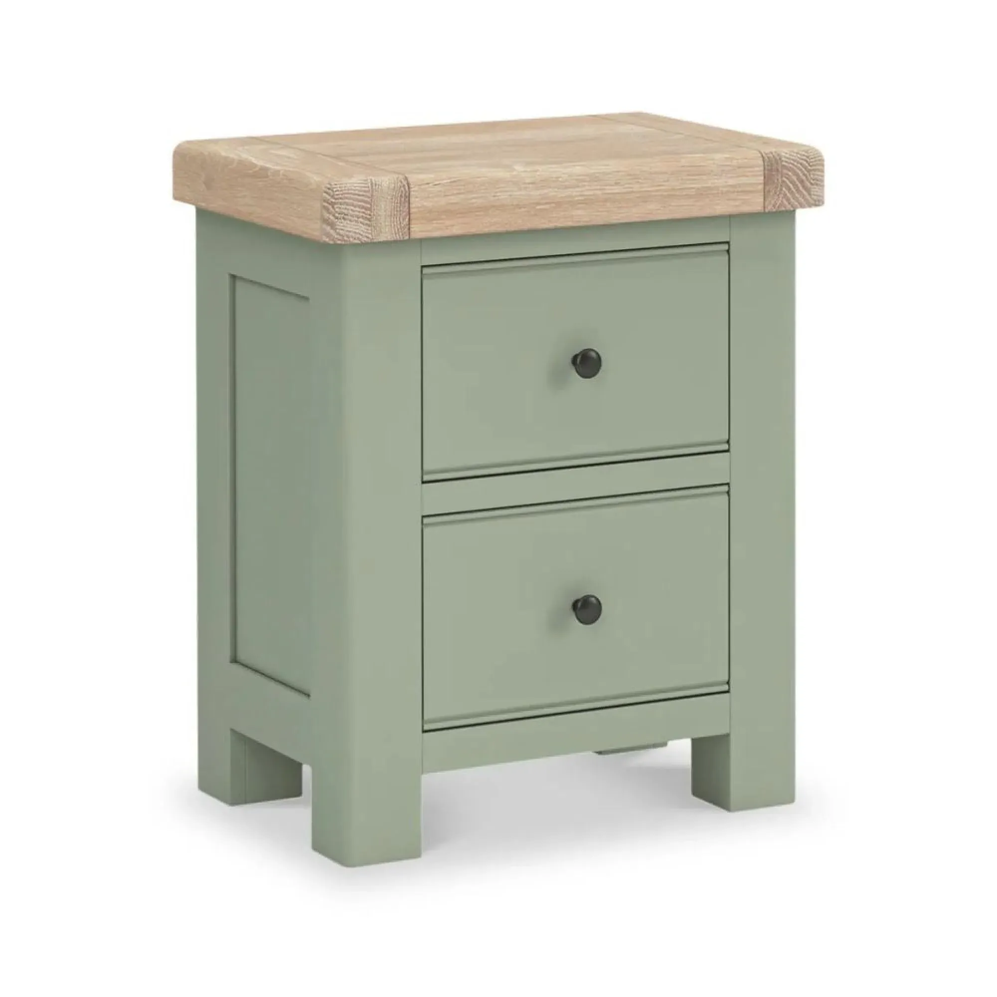 Salcombe 2 Drawer Bedside Cabinet - Sage, Oak