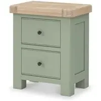 Salcombe 2 Drawer Bedside Cabinet - Sage, Oak