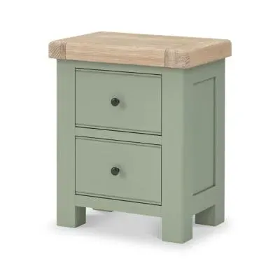 Salcombe 2 Drawer Bedside Cabinet - Sage, Oak image