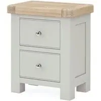 Salcombe 2 Drawer Bedside Cabinet - Stone Grey, Oak