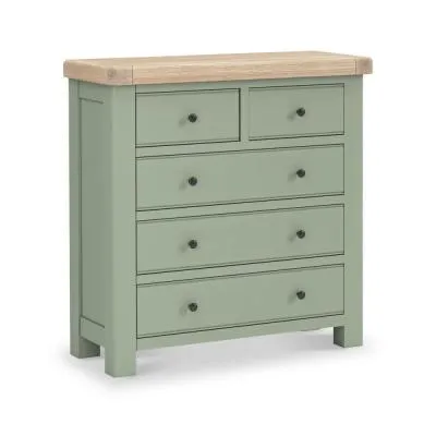 Salcombe 2+3 Drawer Chest - Sage, Oak