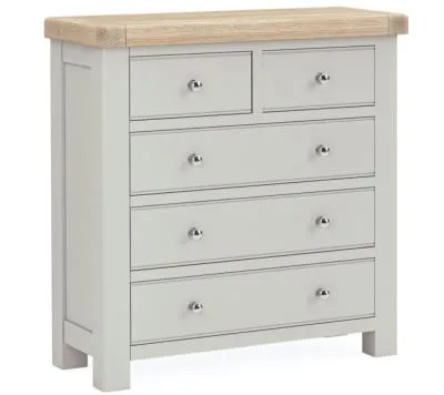 Salcombe 2+3 Drawer Chest - Stone Grey, Oak