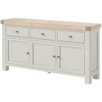 Salcombe 3 Door Large Sideboard - Stone Grey, Oak