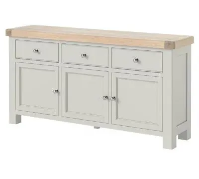 Salcombe 3 Door Large Sideboard - Stone Grey, Oak