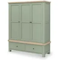 Salcombe 3 Door Triple Wardrobe - Sage, Oak