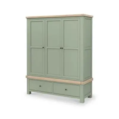 Salcombe 3 Door Triple Wardrobe - Sage, Oak image