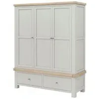 Salcombe 3 Door Triple Wardrobe - Stone Grey, Oak