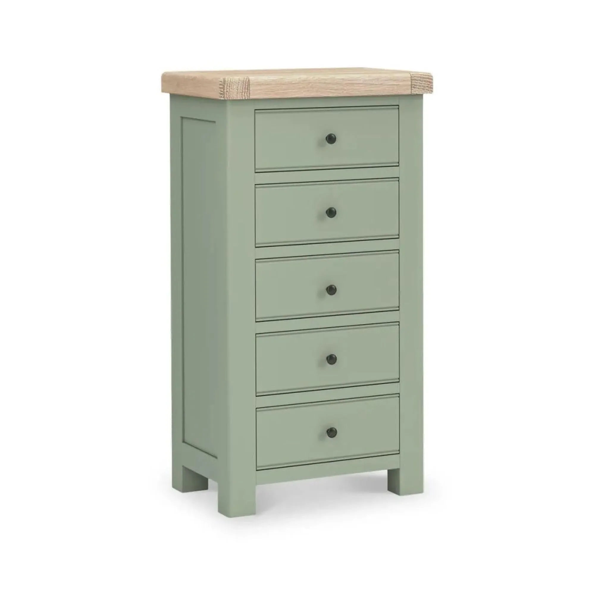 Salcombe 5 Drawer Tallboy Chest - Sage, Oak