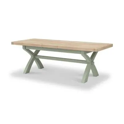 Salcombe 8-10 Seater Extending Dining Table with Cross Leg - Sage, Oak