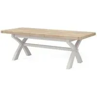 Salcombe 8-10 Seater Extending Dining Table with Cross Leg - Stone Grey, Oak