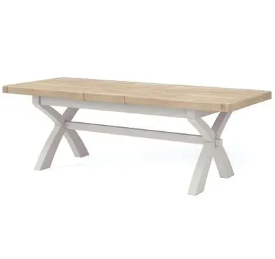 Salcombe 8-10 Seater Extending Dining Table with Cross Leg - Stone Grey, Oak