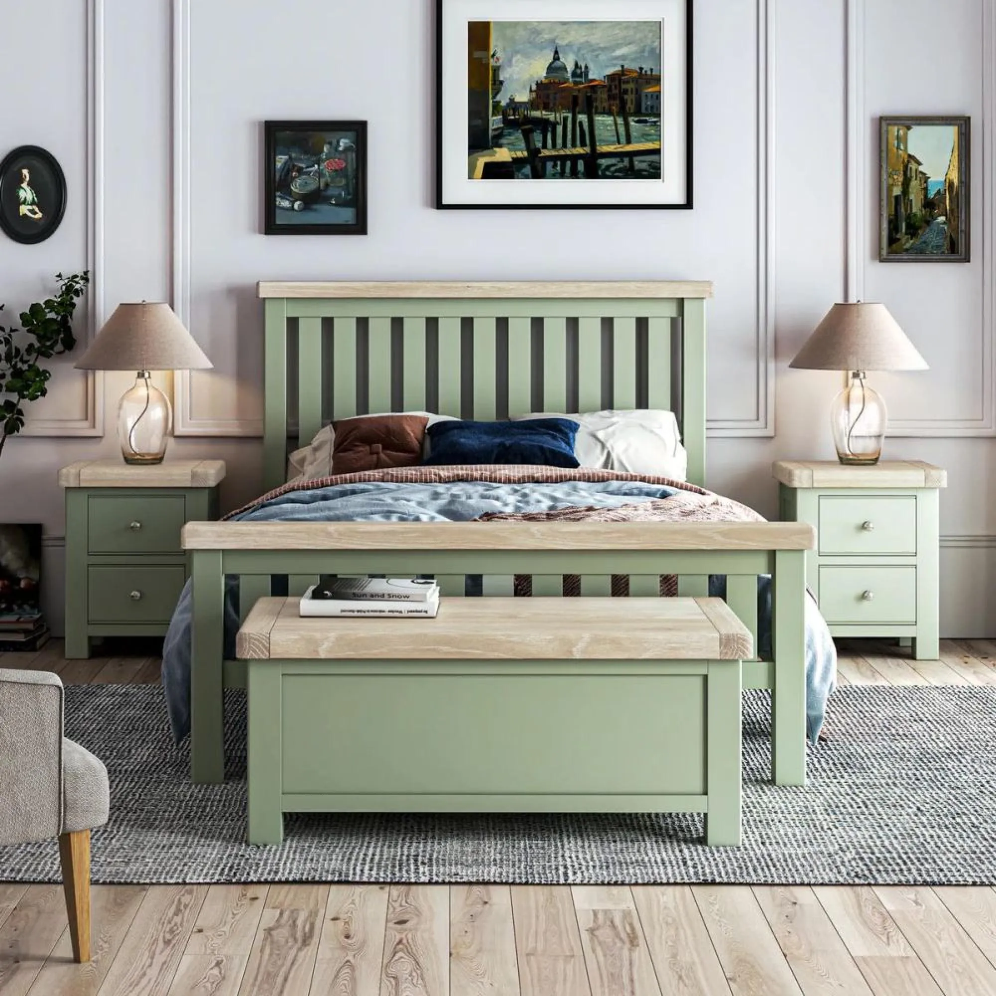 Salcombe Blanket Box - Sage, Oak